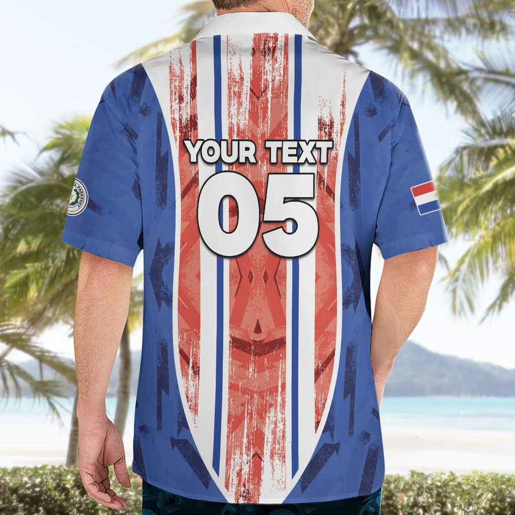 Custom Paraguay Football Hawaiian Shirt Trophy Grunge Stripes