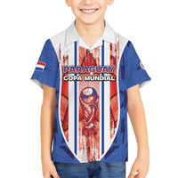 Custom Paraguay Football Hawaiian Shirt Trophy Grunge Stripes