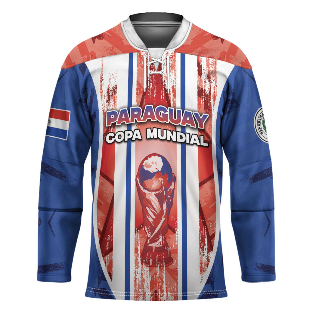 Custom Paraguay Football Hockey Jersey Trophy Grunge Stripes