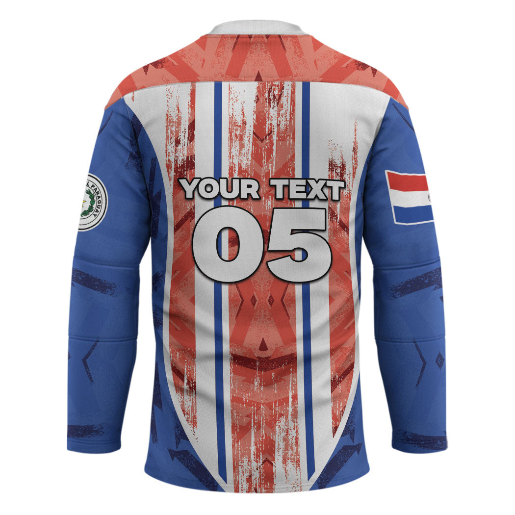 Custom Paraguay Football Hockey Jersey Trophy Grunge Stripes