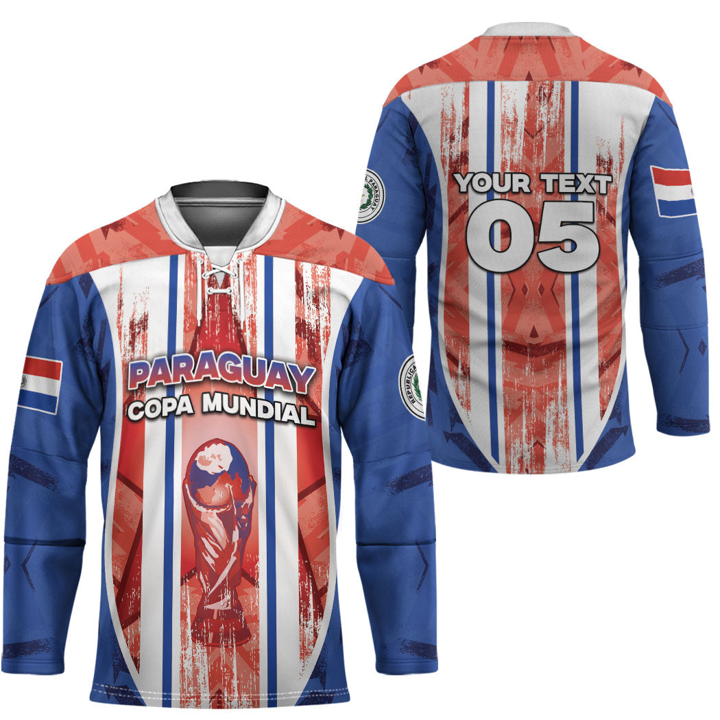 Custom Paraguay Football Hockey Jersey Trophy Grunge Stripes