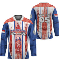 Custom Paraguay Football Hockey Jersey Trophy Grunge Stripes