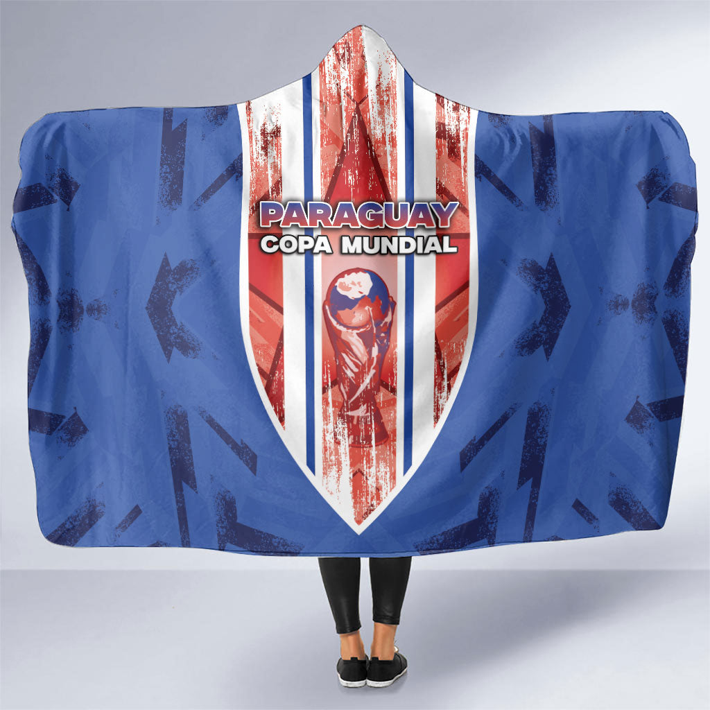 Paraguay Football Hooded Blanket Trophy Grunge Stripes