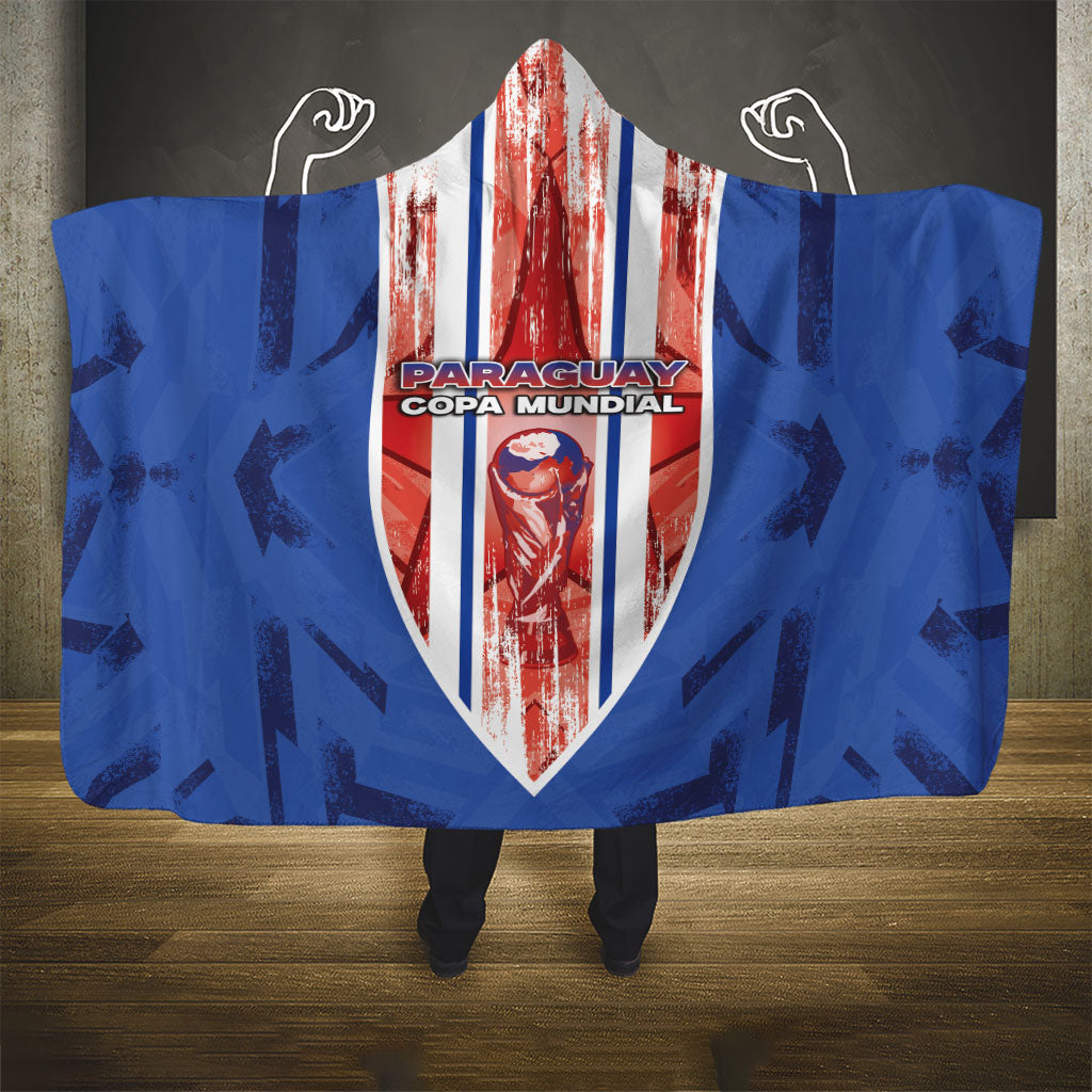 Paraguay Football Hooded Blanket Trophy Grunge Stripes