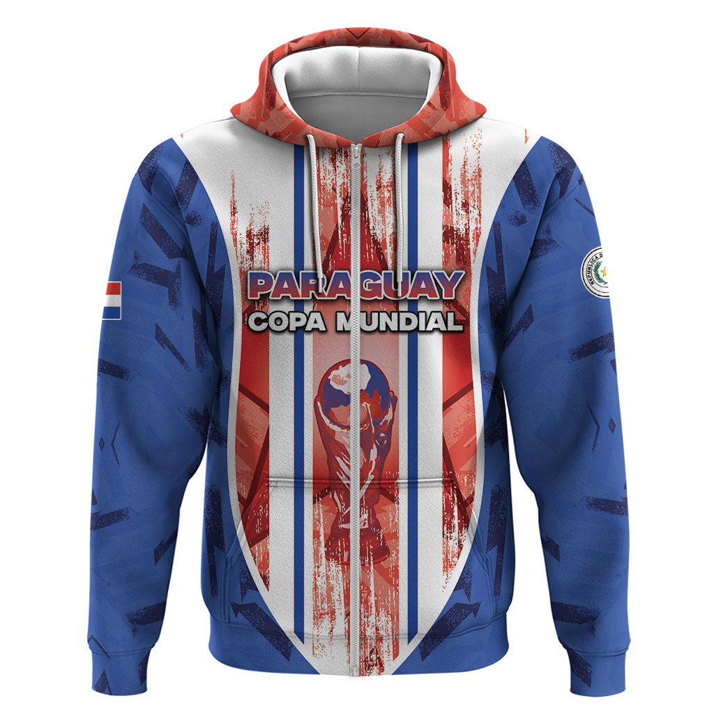 Custom Paraguay Football Hoodie Trophy Grunge Stripes