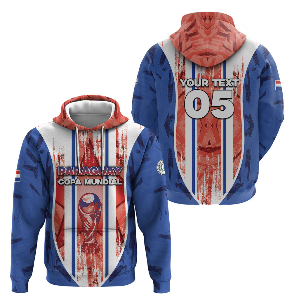 Custom Paraguay Football Hoodie Trophy Grunge Stripes