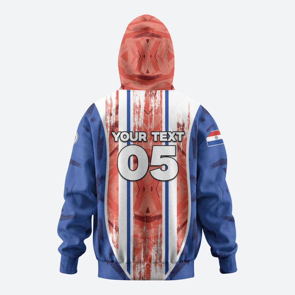 Custom Paraguay Football Hoodie Trophy Grunge Stripes