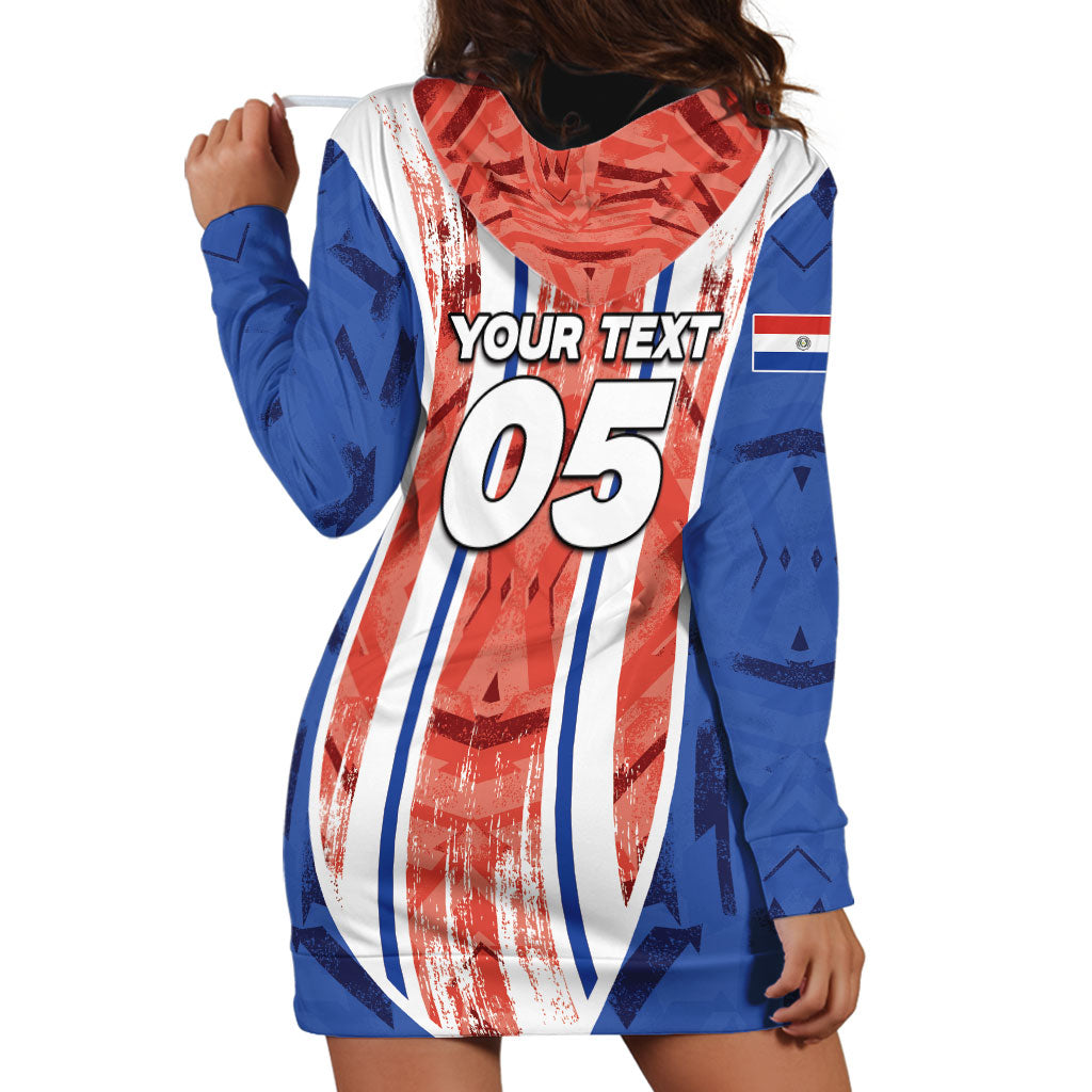 Custom Paraguay Football Hoodie Dress Trophy Grunge Stripes