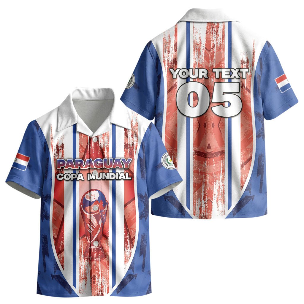 Custom Paraguay Football Kid Hawaiian Shirt Trophy Grunge Stripes DT05