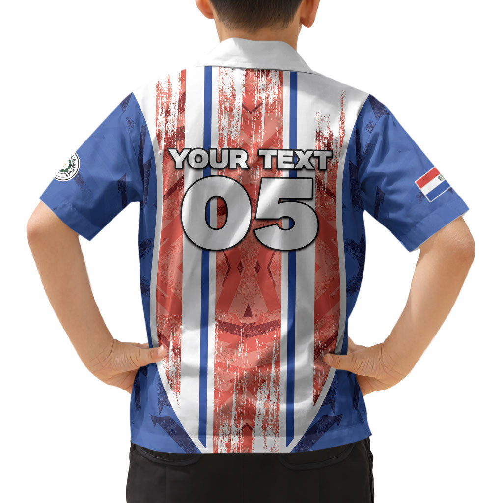 Custom Paraguay Football Kid Hawaiian Shirt Trophy Grunge Stripes DT05