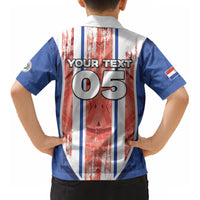Custom Paraguay Football Kid Hawaiian Shirt Trophy Grunge Stripes DT05