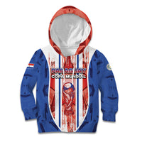 Custom Paraguay Football Kid Hoodie Trophy Grunge Stripes