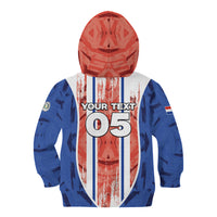 Custom Paraguay Football Kid Hoodie Trophy Grunge Stripes