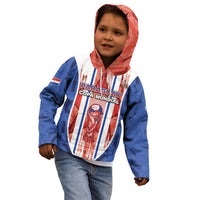 Custom Paraguay Football Kid Hoodie Trophy Grunge Stripes
