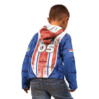 Custom Paraguay Football Kid Hoodie Trophy Grunge Stripes