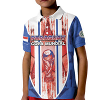 Custom Paraguay Football Kid Polo Shirt Trophy Grunge Stripes