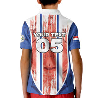 Custom Paraguay Football Kid Polo Shirt Trophy Grunge Stripes