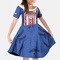 Custom Paraguay Football Kid Short Sleeve Dress Trophy Grunge Stripes