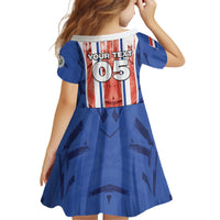 Custom Paraguay Football Kid Short Sleeve Dress Trophy Grunge Stripes