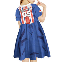 Custom Paraguay Football Kid Short Sleeve Dress Trophy Grunge Stripes