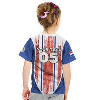 Custom Paraguay Football Kid T Shirt Trophy Grunge Stripes
