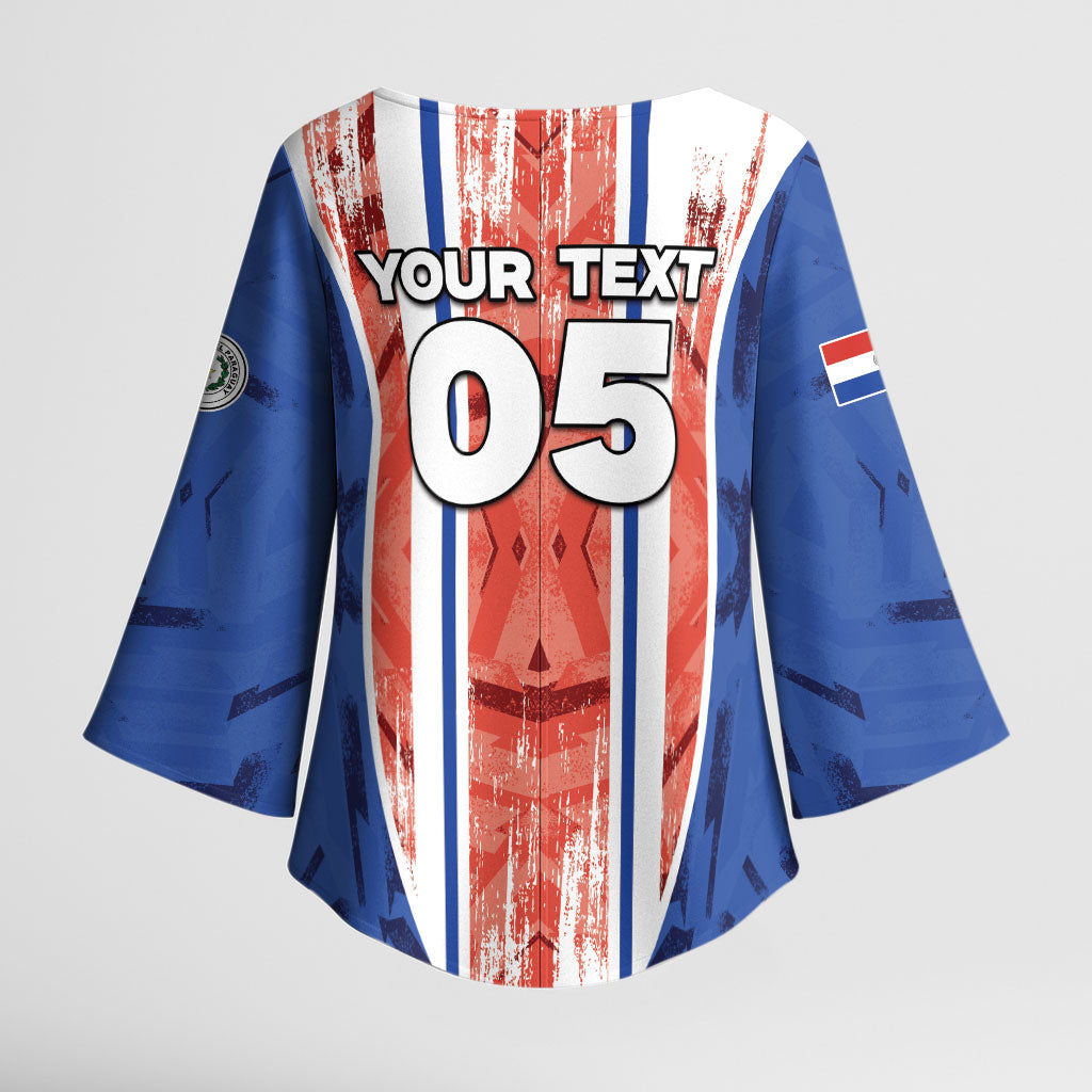 Custom Paraguay Football Kimono Sleeve Blouse Trophy Grunge Stripes