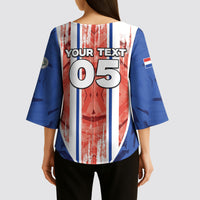 Custom Paraguay Football Kimono Sleeve Blouse Trophy Grunge Stripes