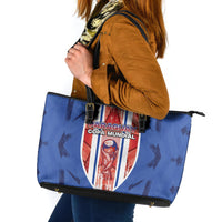 Paraguay Football Leather Tote Bag Trophy Grunge Stripes