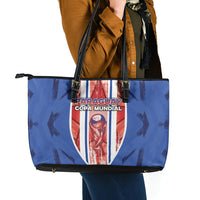 Paraguay Football Leather Tote Bag Trophy Grunge Stripes