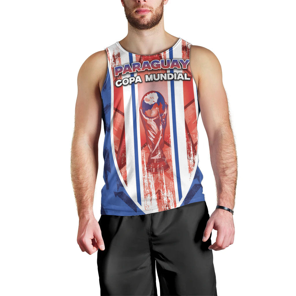 Custom Paraguay Football Men Tank Top Trophy Grunge Stripes