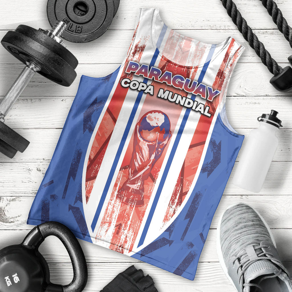 Custom Paraguay Football Men Tank Top Trophy Grunge Stripes