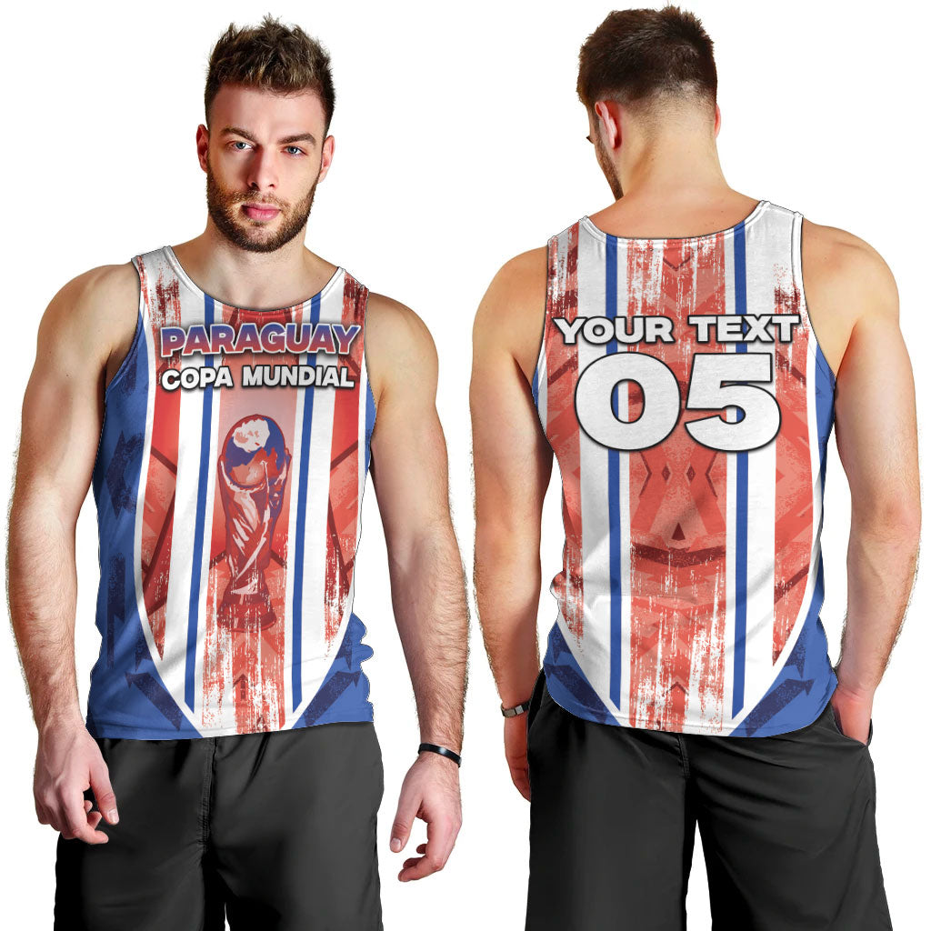 Custom Paraguay Football Men Tank Top Trophy Grunge Stripes