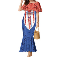 Custom Paraguay Football Mermaid Dress Trophy Grunge Stripes