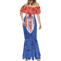 Custom Paraguay Football Mermaid Dress Trophy Grunge Stripes