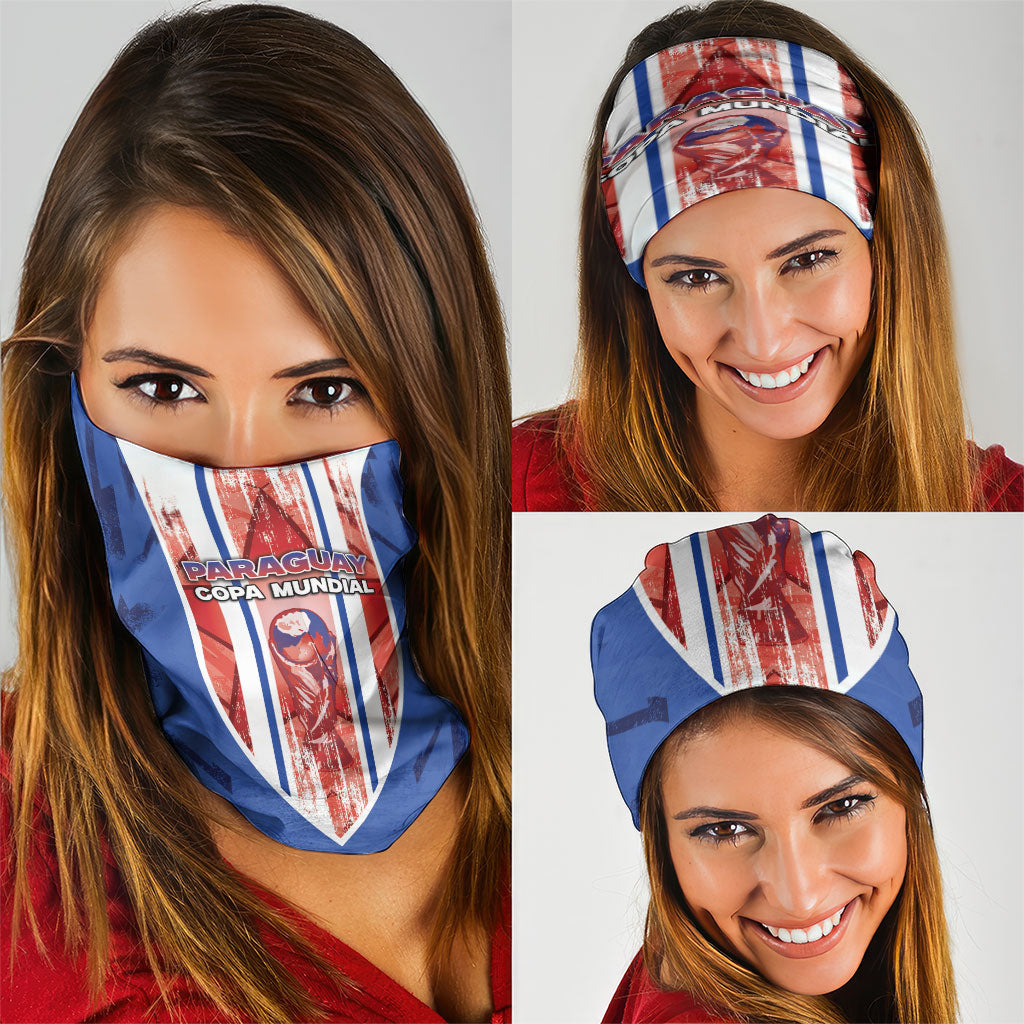 Paraguay Football Neck Gaiter Trophy Grunge Stripes