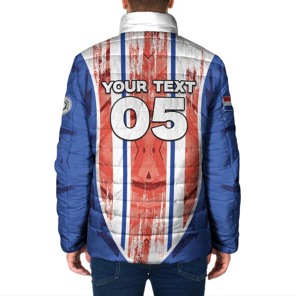 Custom Paraguay Football Padded Jacket Trophy Grunge Stripes