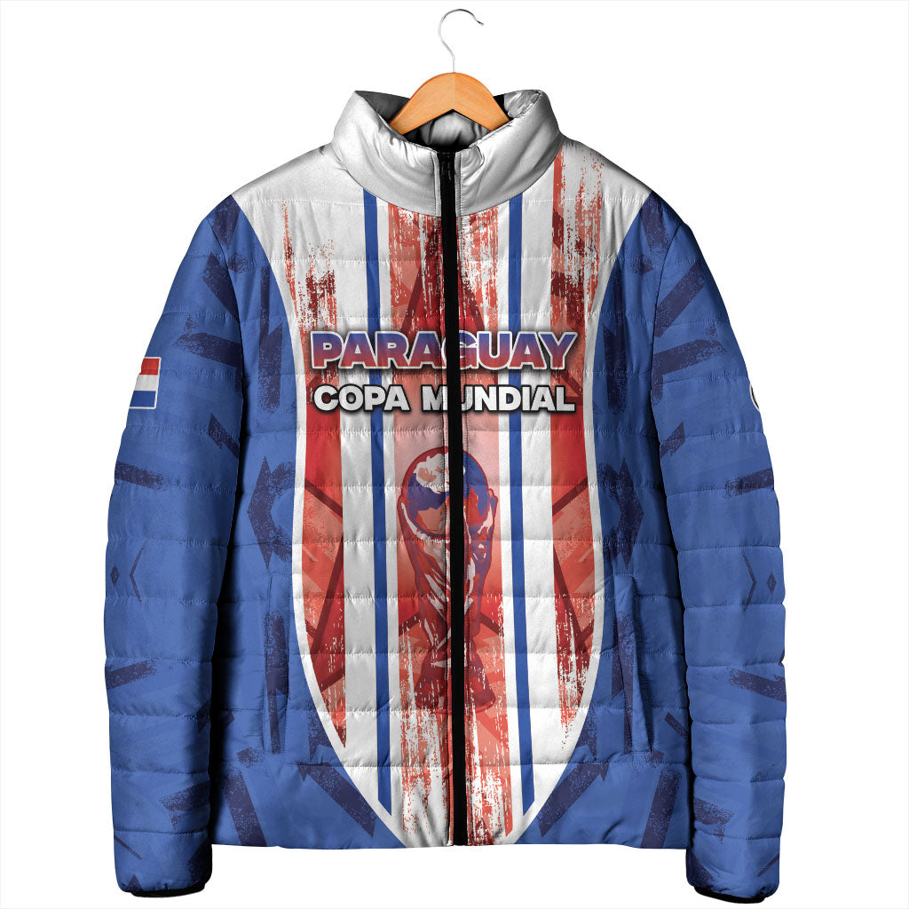 Custom Paraguay Football Padded Jacket Trophy Grunge Stripes