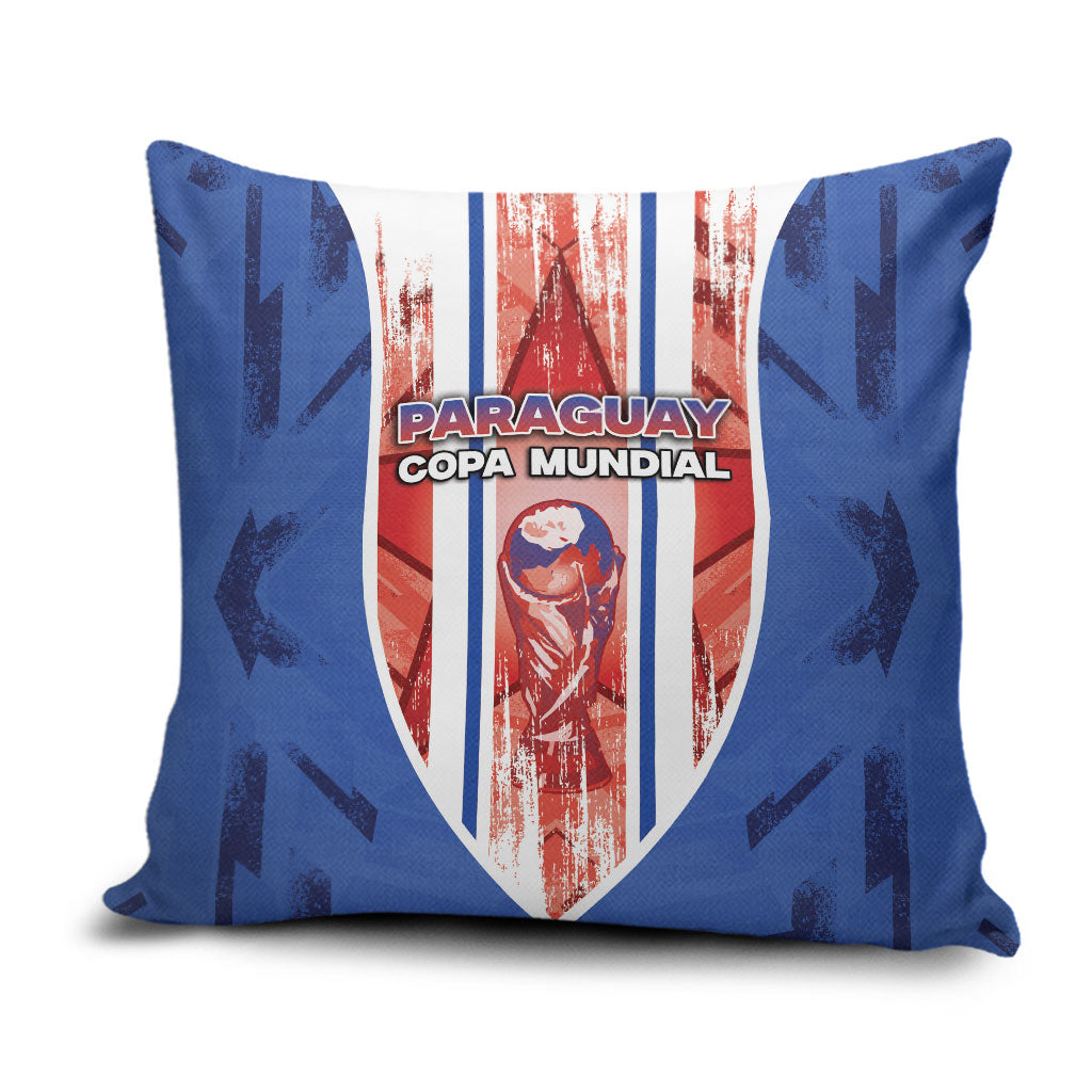 Paraguay Football Pillow Cover Trophy Grunge Stripes