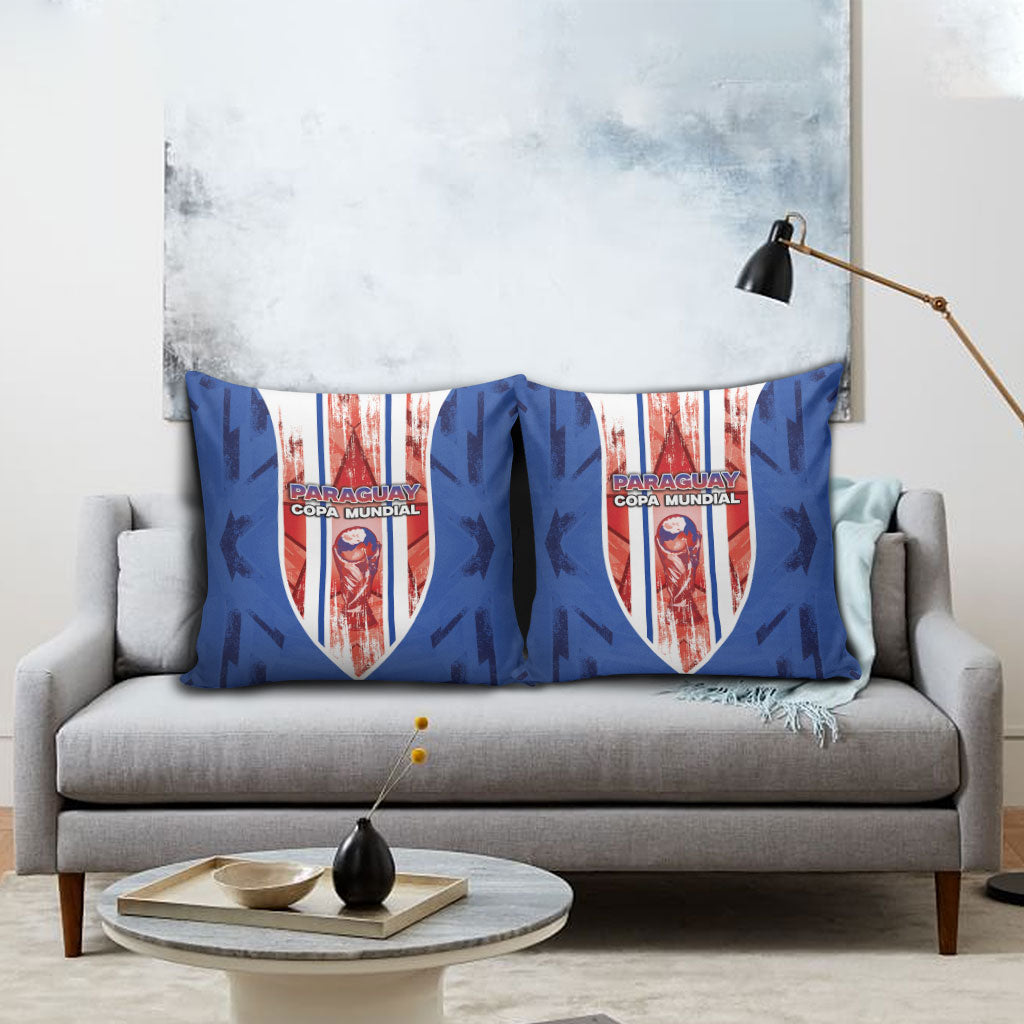 Paraguay Football Pillow Cover Trophy Grunge Stripes