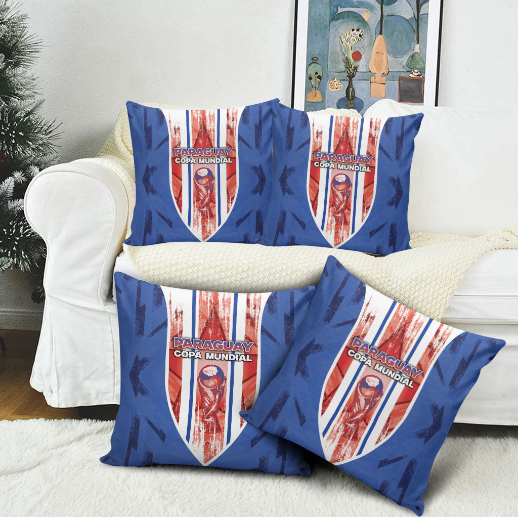 Paraguay Football Pillow Cover Trophy Grunge Stripes