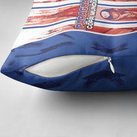 Paraguay Football Pillow Cover Trophy Grunge Stripes