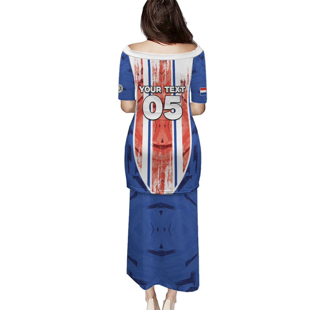 Custom Paraguay Football Puletasi Trophy Grunge Stripes
