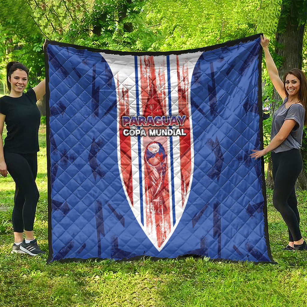 Paraguay Football Quilt Trophy Grunge Stripes