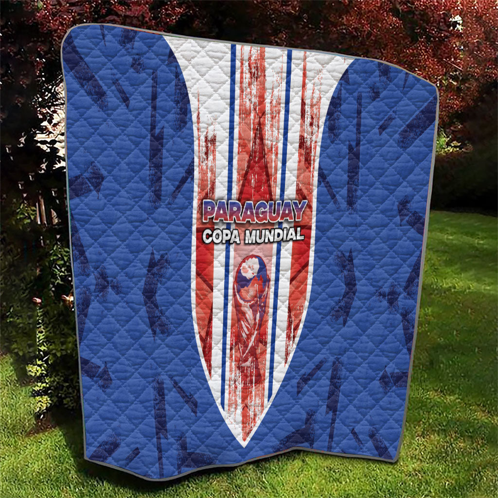 Paraguay Football Quilt Trophy Grunge Stripes