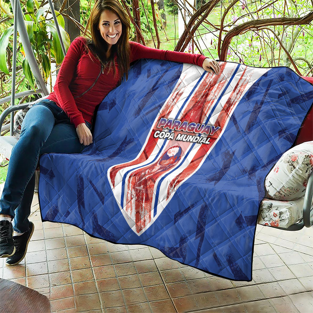 Paraguay Football Quilt Trophy Grunge Stripes