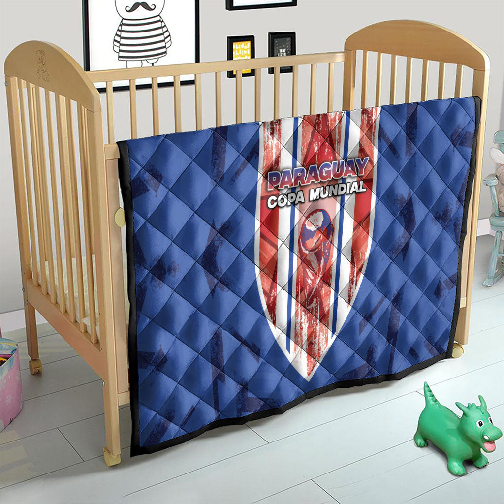 Paraguay Football Quilt Trophy Grunge Stripes