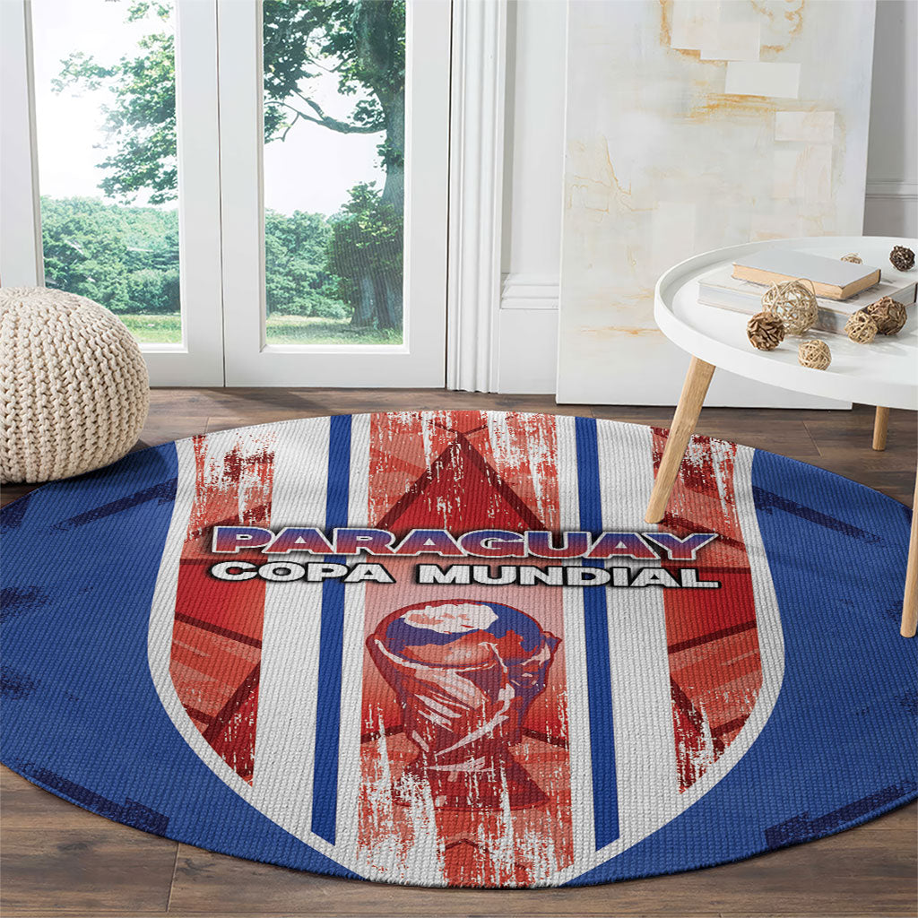 Paraguay Football Round Carpet Trophy Grunge Stripes
