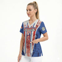 Custom Paraguay Football Scrub Top Trophy Grunge Stripes