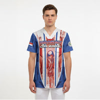 Custom Paraguay Football Scrub Top Trophy Grunge Stripes