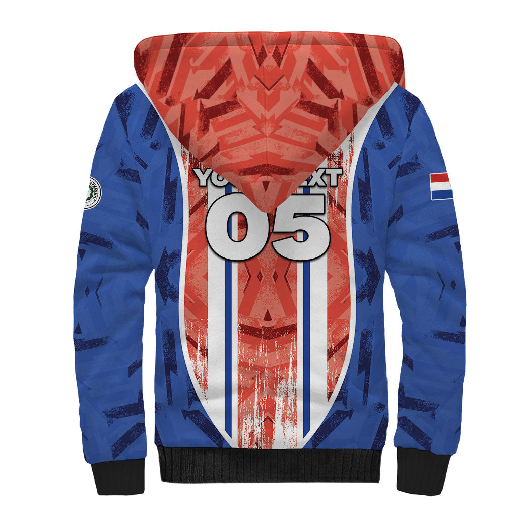 Custom Paraguay Football Sherpa Hoodie Trophy Grunge Stripes